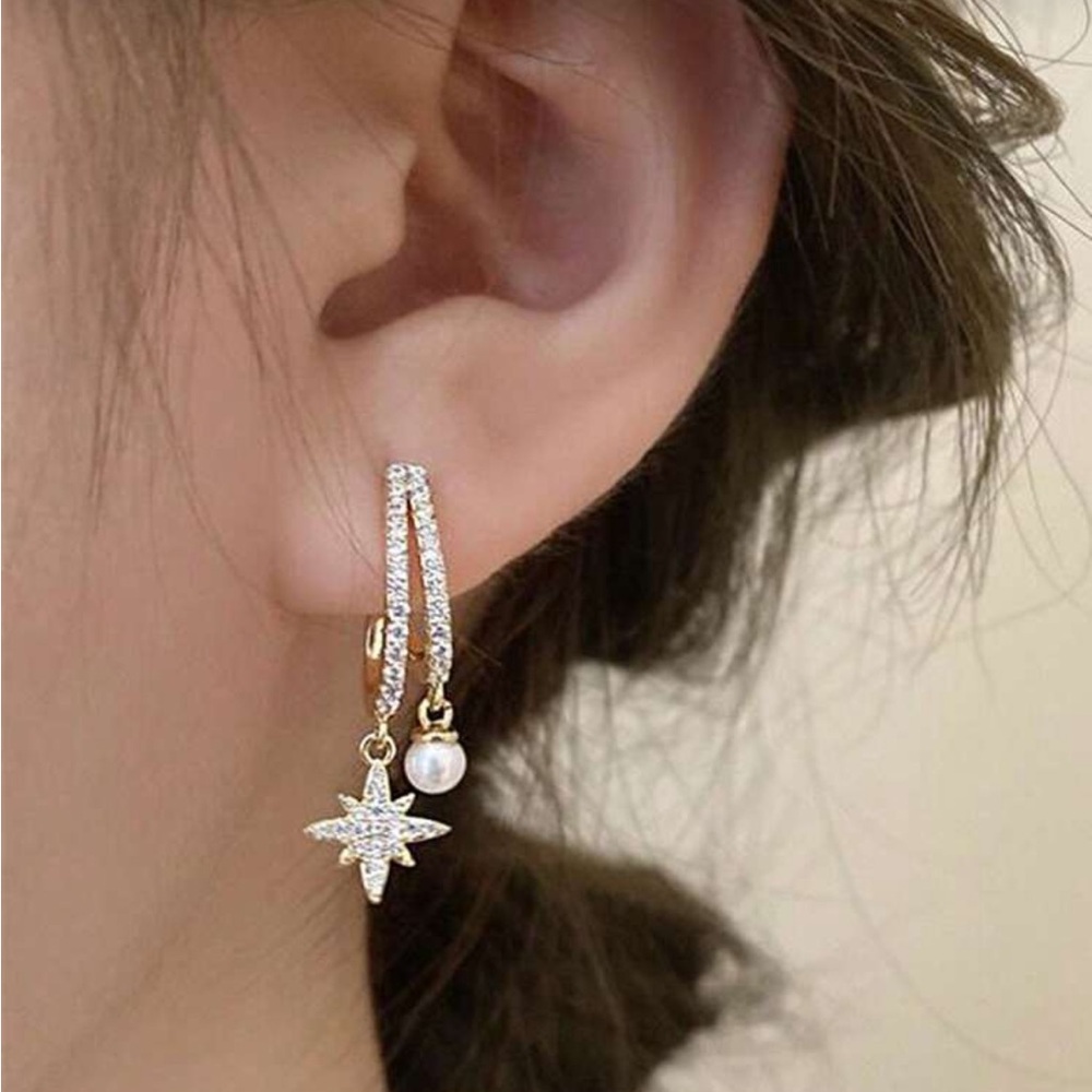 Anthropologie Gold and Silver Star Earrings